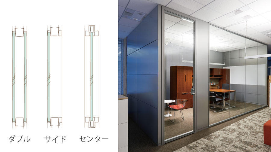 豊富なガラスパネルと建具のバリエーション